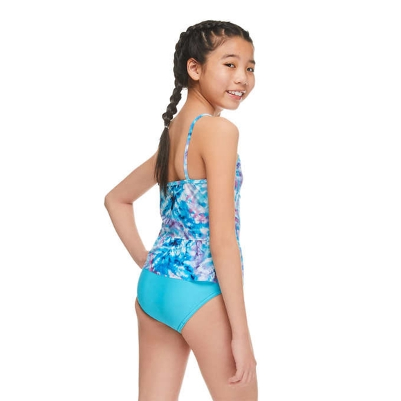 Speedo Girls 2-Piece Tankini Swimsuit Blue Purple Size 16 - Picture 2 of 10